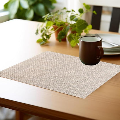 PIGCHCY Beige Placemats Set of 6 Vinyl PVC Durable Place Mats - Image 7