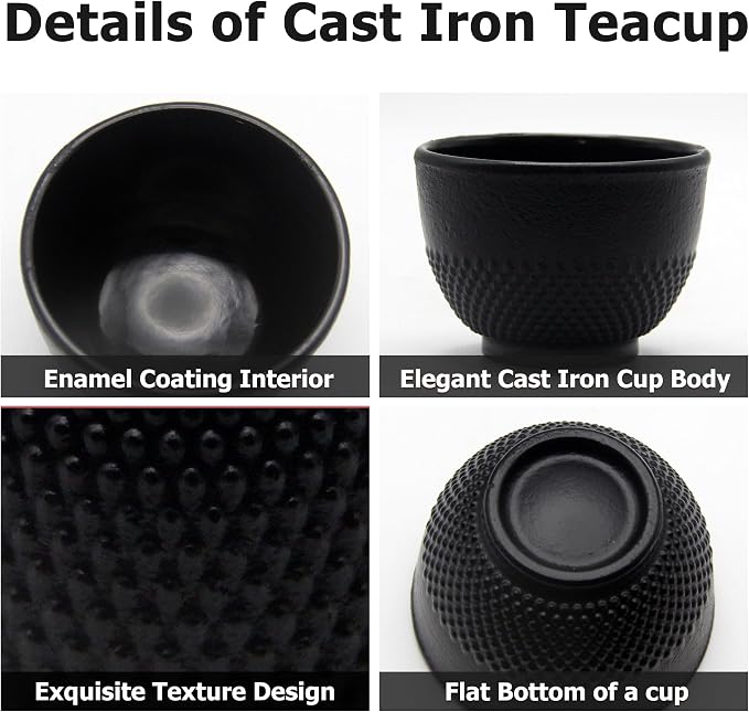 Japanese Cast Iron Tea Cups, Small and Heavy Teacups - Image 8