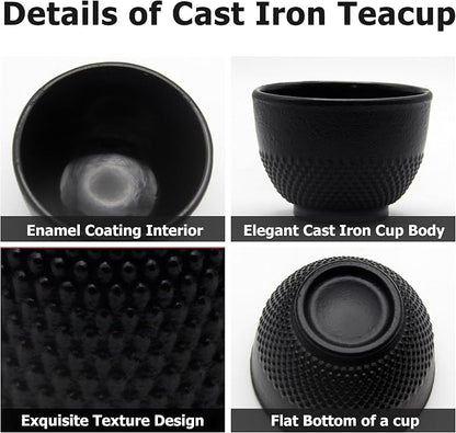 Japanese Cast Iron Tea Cups, Small and Heavy Teacups - Image 8