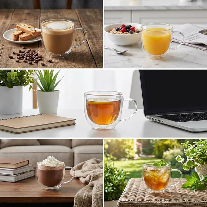 Double Wall Glass Coffee Mugs - Image 2