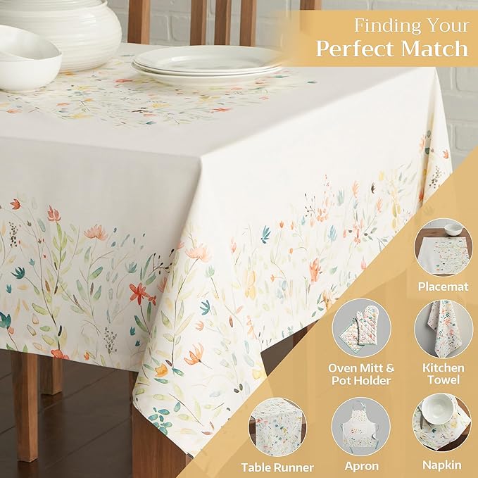 Maison d' Hermine Table Cloth Square Table 100% Cotton 54 x 54 Inches Tablecloth Reusable Decorative Everyday Use for Dining Room, Farmhouse, Home, Party, Festive & Wedding Spring Summer - Colmar