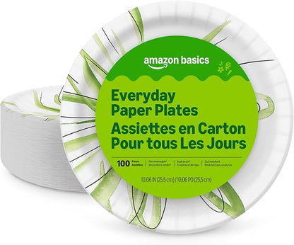 Amazon Basics Everyday Paper Plates, 10 Inch, Disposable, Packaging May Vary by AmazonBasics