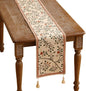 Designer French Linen Long Table Runner, Floral Pattern, Dining Table, Kitchen by Isaennehomedecoration