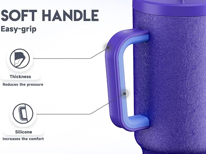 Meoky 40oz Tumbler with Handle, Leak-proof Lid and Straw, Insulated Coffee Mug - Image 4