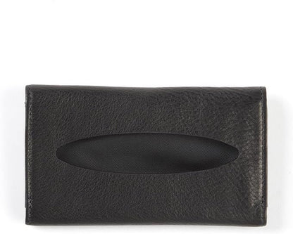 Leatherology Black Onyx Pocket Tissue Holder – Full-Grain Leather Travel Case with Snap Closure, Fits Standard Tissue Packs – Stylish & Compact Tissue Organizer for On-The-Go