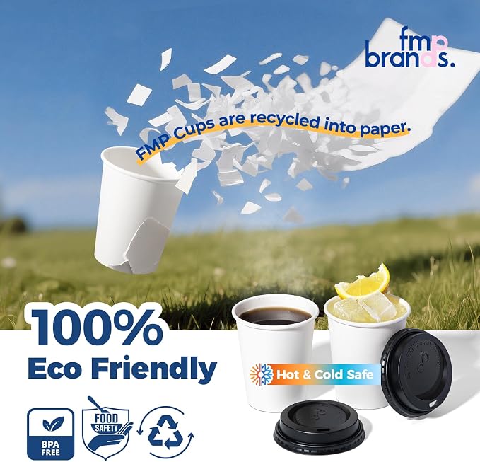 Fit Meal Prep 100 Pack 8 oz Disposable Coffee Cups - Image 5