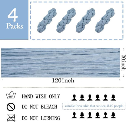 4 Pack Dusty Blue Cheesecloth Table Runner 20 x 120 inch Gauze Table Runners 10 - Image 2