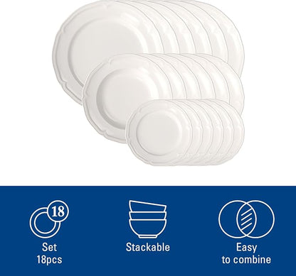 Villeroy & Boch Manoir 18 Piece Dinnerware Set, Creamy White | Porcelain - Image 4