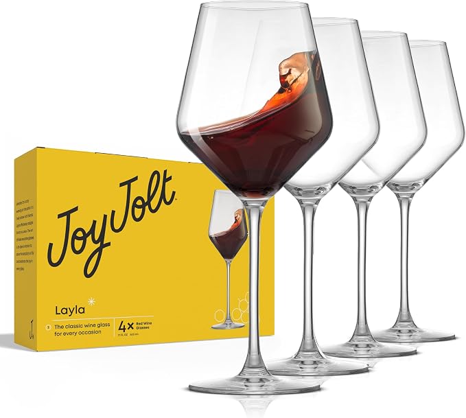JoyJolt Layla Italian Red Wine Glasses, 17 oz Clear – Made in Europe by JoyJolt