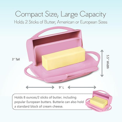 Flip Top Butter Dish with Attached Lid & Matching Knife, 2 Pack - Image 4