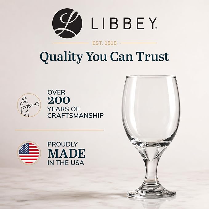 Libbey Classic Glass Goblets Set of 12, Stemmed Water & Tea Glasses | 16.25 oz - Image 8