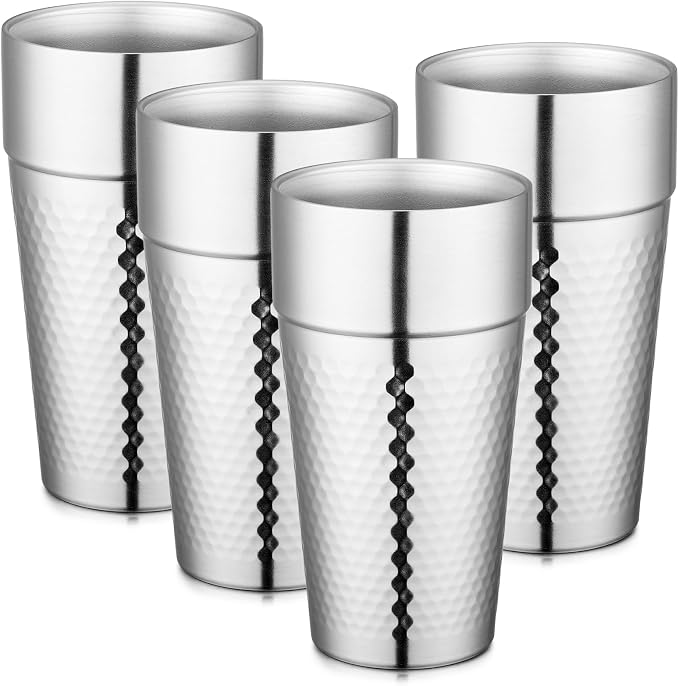 Beasea Stainless Steel Cups 19 oz, 4 Pack Large 18.6oz 550ml Stainless Steel by Beasea