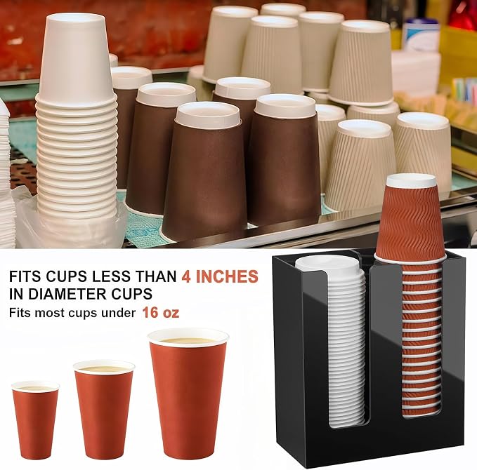 Coffee Cup Holder, Cup and Lid Organizer fits 5 to 16 oz Disposable Cups | - Image 6