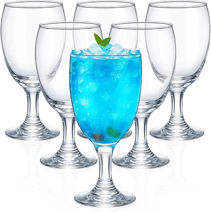 Patelai Set of 6 Water Goblet, 16 oz Clear Drinking Glasses Bulk Dishwasher Safe by Patelai