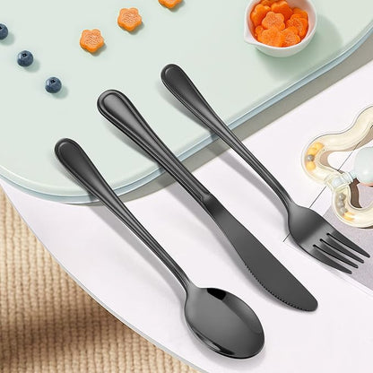 LIANYU 15-Piece Black Kids Silverware Set, Stainless Steel Toddler Utensils - Image 5