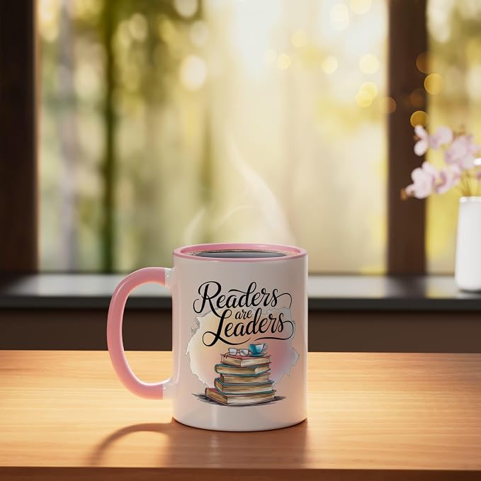 Readers Are Leaders Motivational Reading Book Quote Ceramic Mug - Image 3