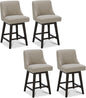 CHITA Counter Height Swivel Bar Stools Set of 4, FSC Certified Upholstered Counter Stools, Modern Swivel Barstools with Wood Legs for Kitchen Island, 26" Seat Height, Fabric in Tan