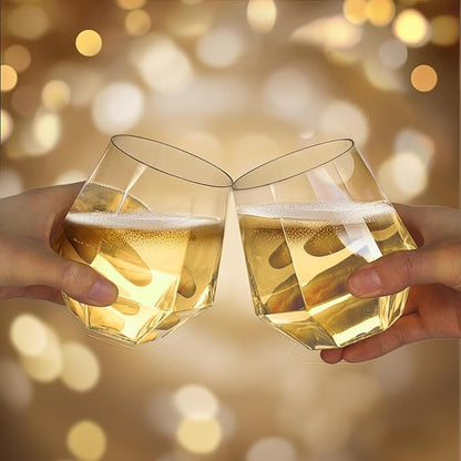 Goodluck 80 PCS 12oz Diamond Stemless Clear Plastic Wine Whiskey Glasses | - Image 5