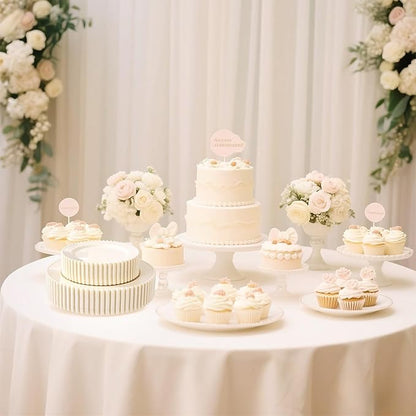 U-QE 60PCS Ivory Plastic Plates - Beaded Ivory Plates Disposable Heavy Duty - Perfect for Party, Baby Shower, Wedding, Birthday - Include 30PCS 10inch Dinner Plate & 30PCS 7inch Dessert Plate