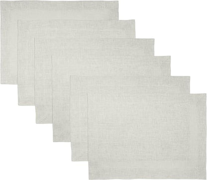 D'Moksha Homes Linen Placemats 14 x 19 Inch - Silver Grey Placemats Set of 8-100% Pure Linen Table Place Mats for Spring, Easter - Handcrafted and Machine Washable