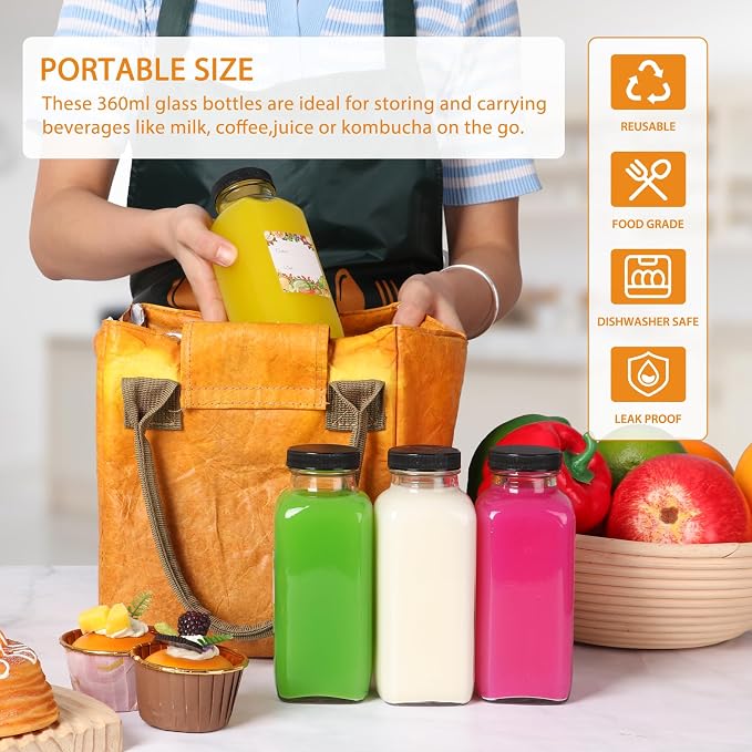 AuroTrends 6-Pack 12oz Glass Bottles w Lids - Image 3
