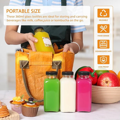 AuroTrends 6-Pack 12oz Glass Bottles w Lids - Image 3