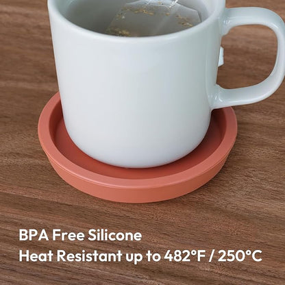 Carrotez Thick Silicone Coasters for Drinks, Round Bulky Cup Coasters for Coffee Table, Desk, Set of 2 - Burnt Orange
