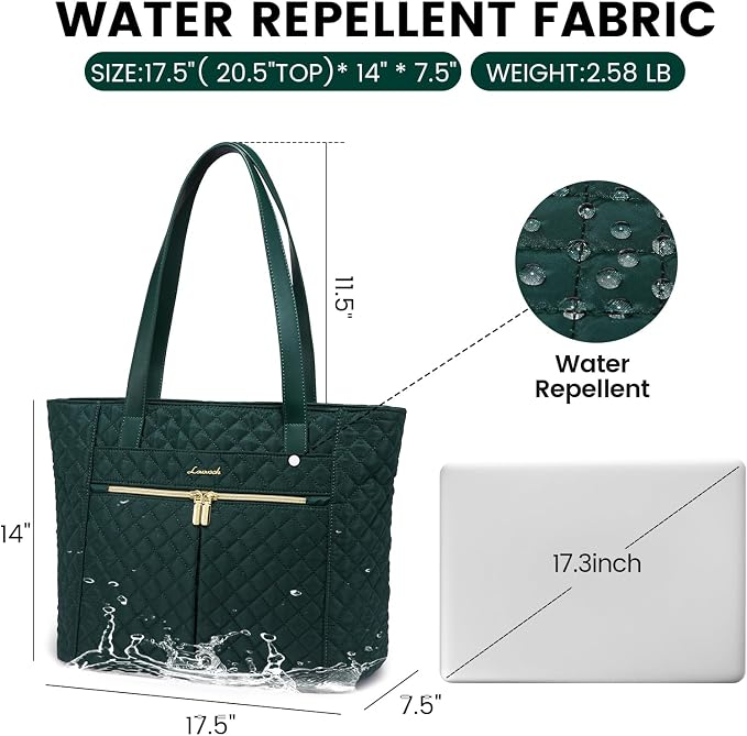 LOVEVOOK Laptop Bag for Women 17 inch, Diamond Quilted Work Tote Bags Womens - Image 4