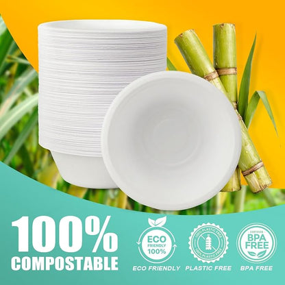 JINVOGREEN 200 Count 12 oz Paper Bowls, Disposable Compostable Bowls Bulk - Image 6