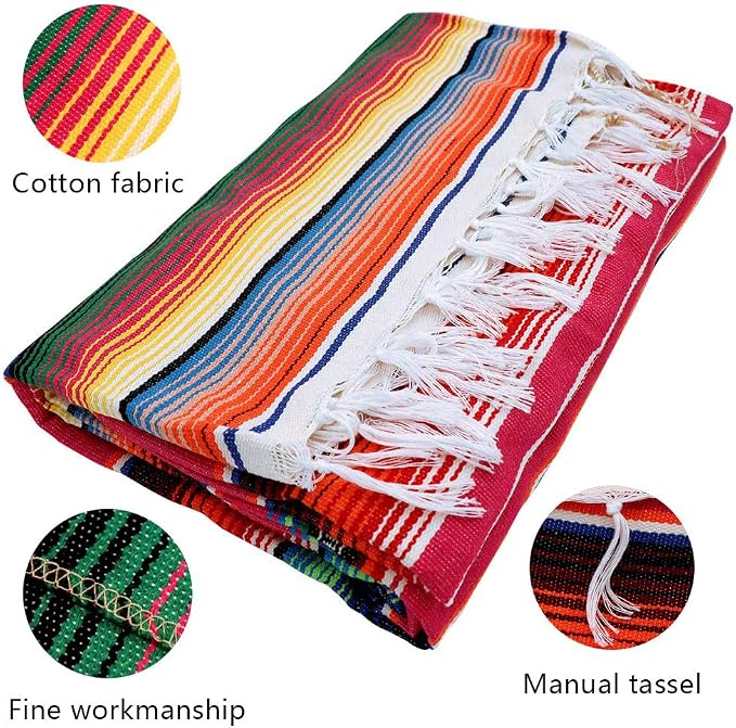 Fowecelt Mexican Serape Blanket Tablecloth 59 x 84 Inch - Image 3