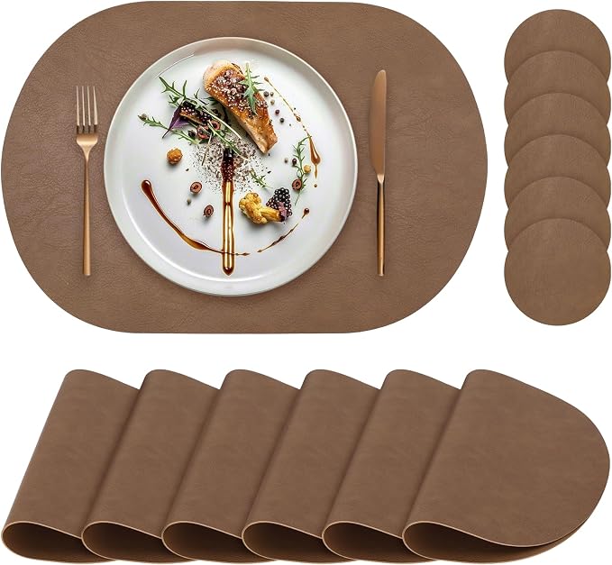 Faux Leather Placemats Set of 6 by yuuzue