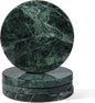 Koville Marble Coaster Set of 4, Round Coasters, 4" Stone Coaster for Drinks Coffee, White Marble Coasters for Coffee Table Home Bar Decor, Heat Resistant, Gift Choice(Green)
