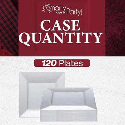Smarty Had A Party 120 Elegant Disposable Plastic Dinnerware, 9.5" Heavy Duty Fancy Square Clear Plates for Parties and Events, Durable Supplies for All Occasions
