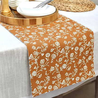 Floral Table Runner 72 Inches Long wih Flowers Botanical Design Rustic Vintage - Image 2