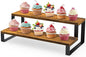 ELITEROO Wooden Display Riser Stand, Tiered Perfume and Cologne Organizer Stand, 2 Tier Rustic Display Shelf for Party,Makeup,Figures,Cupcake,Perfume,Dessert,Candles