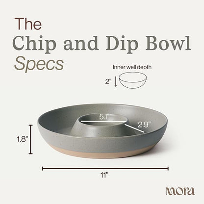 Mora Ceramic Chips and Dip Serving Tray: Large Divided Party Bowl Set - Image 2