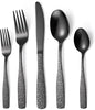Skull Embossed Silverware Set for 8, OIULO 40-Piece Black Flatware set by MetalServingUtensils