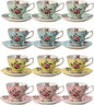 BTaT- Floral Tea Cups and Saucers, 8 oz, Fine Porcelain Teacup Set by BrewToATea