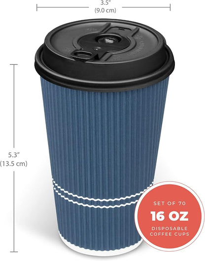 Disposable Coffee Cups With Lids - 16 oz To Go Coffee Cup. Large Travel Cups - Image 3