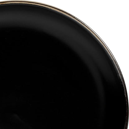 Gibson Home Rockaway 16-Piece Round Stoneware Dinnerware Set, Service for 4 – Black with Gold Rim Plates and Bowls, Microwave & Dishwasher Safe