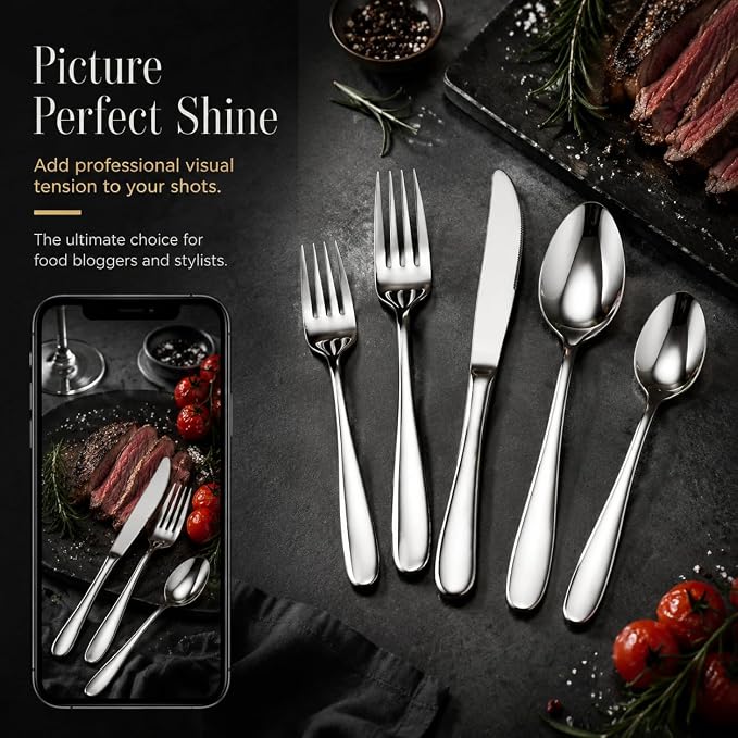 HaWare Silverware Set for 4, 20-Piece Stainless Steel Flatware, Heavy Duty | - Image 6