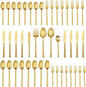 Silverware Set 45-Piece Stainless Steel Cutlery Set, Gold Hexagon Mirror Polished Flatware Serving Set, Service for 8
