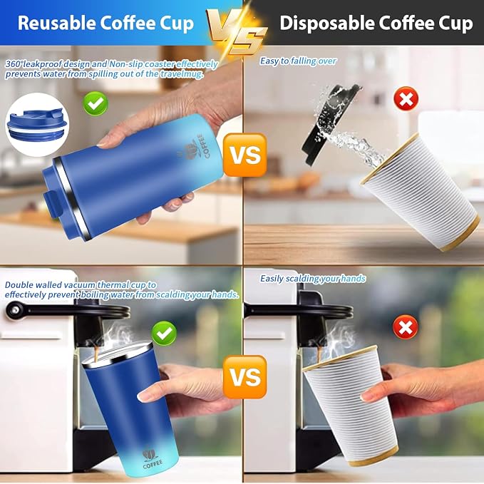 Insulated Travel Coffee Mug Reusable Coffee Tumbler Cup - Image 6