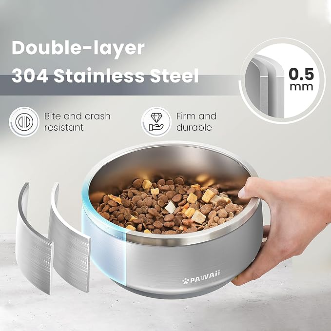Pawaii Dog Bowl, 34 oz Stainless Steel Food and Water Bowl, ID Tag, 1 Pack | - Image 2