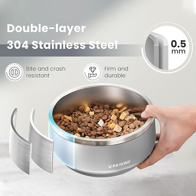Pawaii Dog Bowl, 68 oz Stainless Steel Food and Water Bowl, ID Tag, 1 Pack | - Image 2