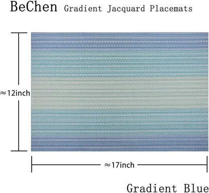 Plastic Placemats,Non Slip Washable Placemats for Dining Table Wipe Clean Table Mats Set of 6(Blue)