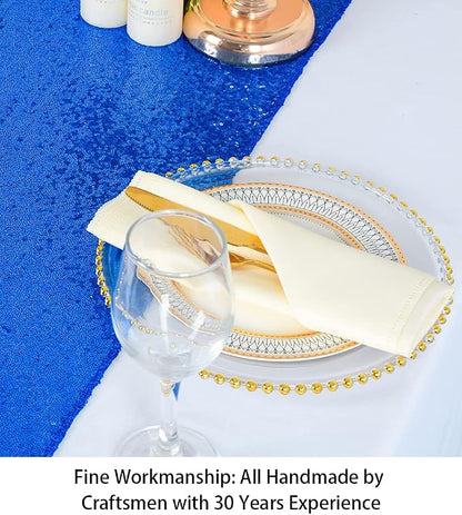 ShinyBeauty 12x72-Inch Royal Blue Rectangle-Sequin Table Runner - Image 3