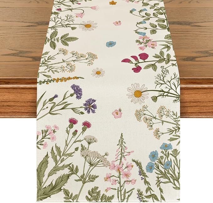 Artoid Mode Floral Wildflowers Herb Spring Table Runner, Seasonal Kitchen - Image 8