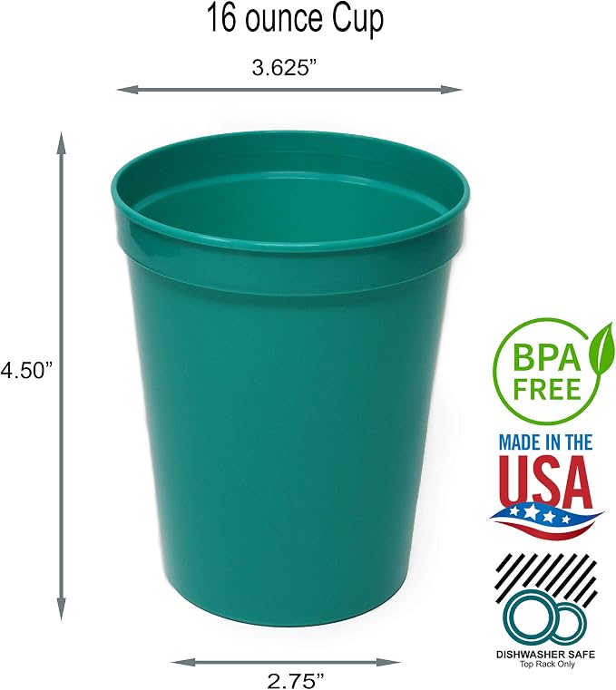 Rolling Sands 16 oz. Reusable Plastic Stadium Cups, 8 Pack, Made in USA - Image 2