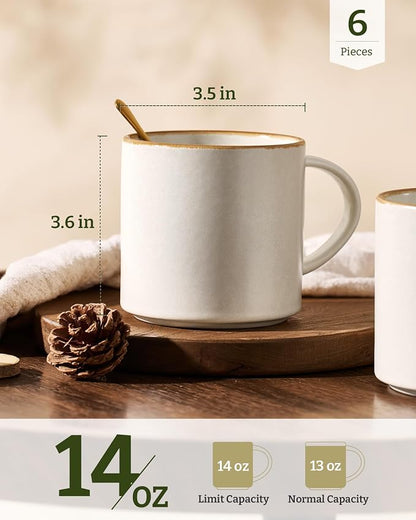 famiware Coffee Mugs Set of 6, Nebula 14oz Coffee Mugs Ceramic Cup Set | - Image 4